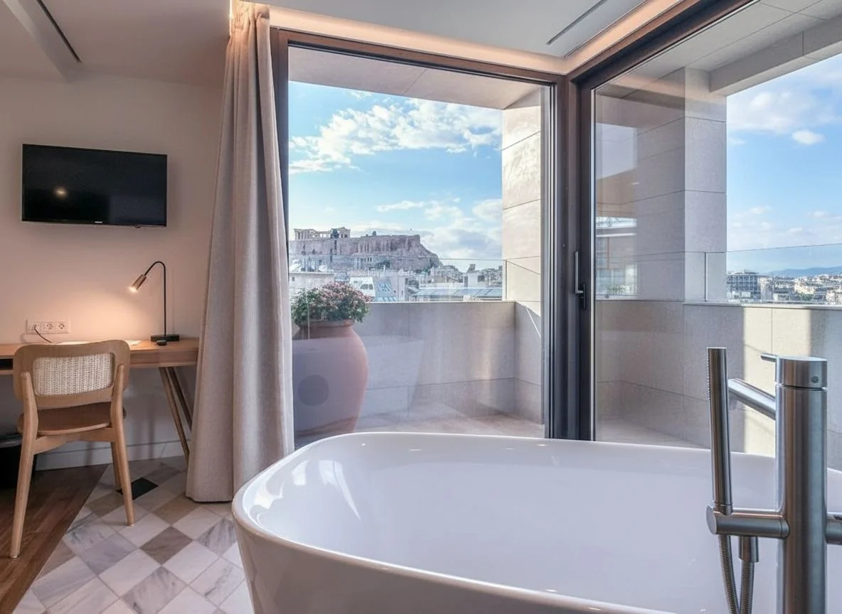 Modern facade of Niche Hotel Athens