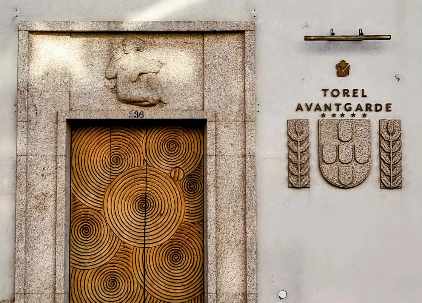 Hotel entrance showing the fusion of traditional and modern design elements