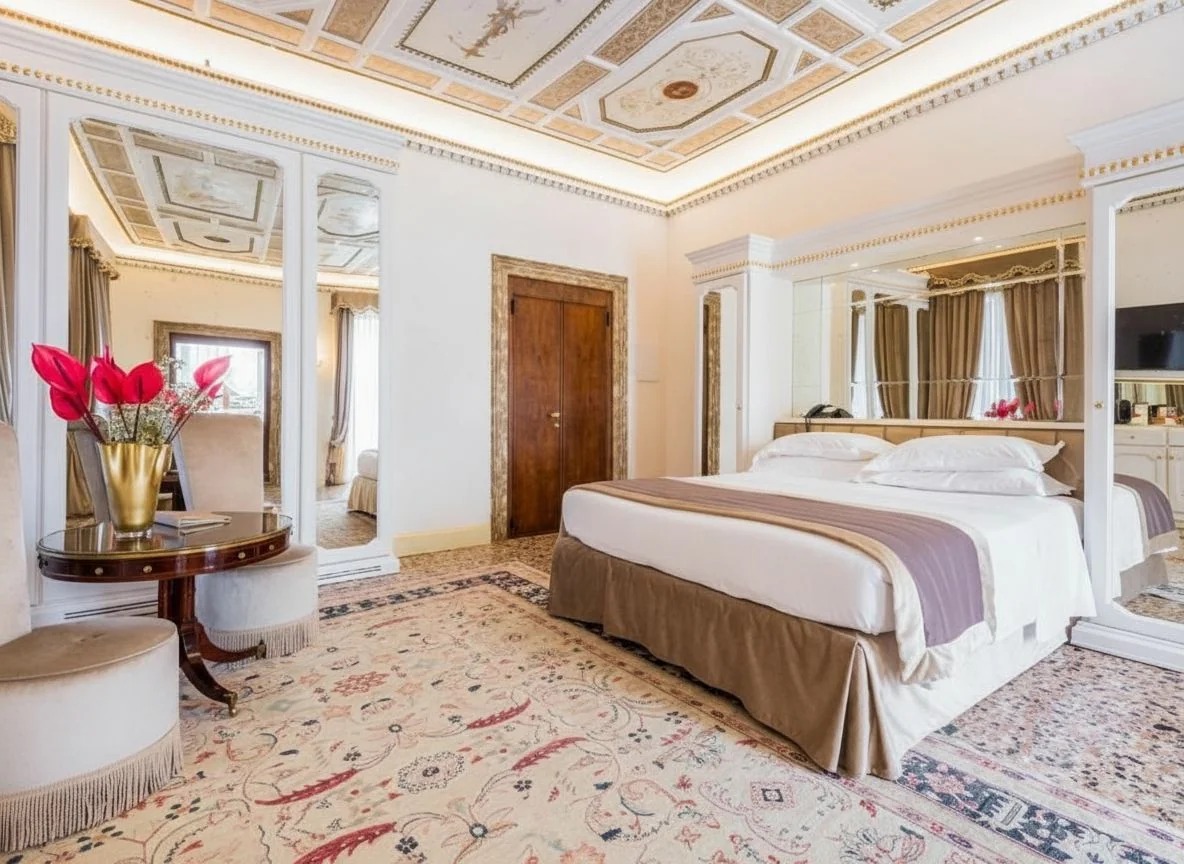 Junior Suite showing original 18th-century ceiling frescoes and period furnishings
